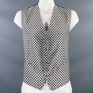 ROBERT TALBOTT PROTOCOL Black White Grey Diamond Jacquard Vest